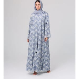 Floral Lace Design Layered Colored Abaya ABY1128
