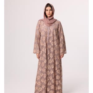 Floral Lace Design Layered Colored Abaya ABY1102