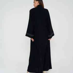 Black Open Abaya With Embroidery Jacket Design