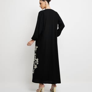 Embellished Abaya With Embroidery With Elastic Sleeves Embellished Abaya With Embroidery With Elastic Sleeves