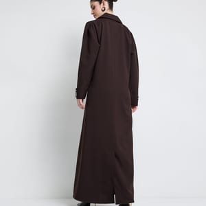 Elegant Blazer Abaya With Button Detail - Brown