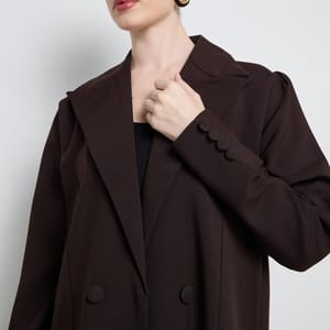 Elegant Blazer Abaya With Button Detail - Brown