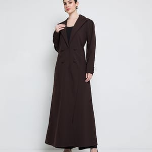 Elegant Blazer Abaya With Button Detail - Brown