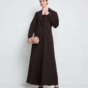 Elegant Blazer Abaya With Button Detail - Brown