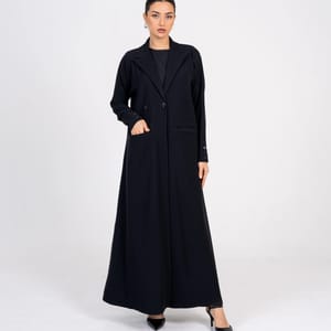 Black Blazer Abaya With Button Style