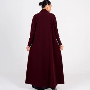 Burgundy Blazer Abaya With Button Style Rosette Abaya - Women's Abayas 3