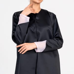 Abaya With Organza Design Rosette Abaya - Women's Abayas 1