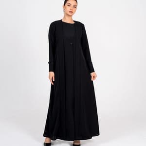 Blazer Abaya With Button Style and Wide Neck