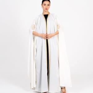 Off White Bisht With Embroidery Sleeves