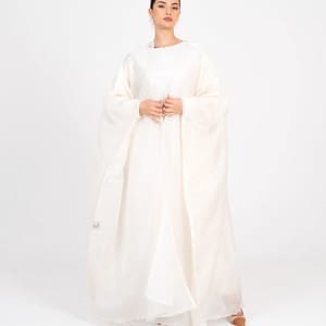 Off White Bisht Abaya Set - 2 Piece
