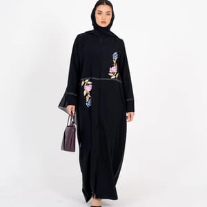 Embellished Abaya With Flowers Embroidery Rosette Abaya - Women's Abayas 3