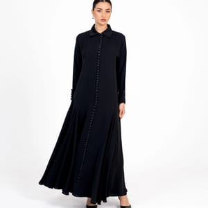French Abaya With Button Style Rosette Abaya - Women's Abayas 1