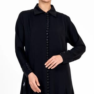 French Abaya With Button Style Rosette Abaya - Women's Abayas 3