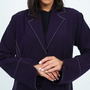 Elegant Embroidered Blazer Abaya - Purple