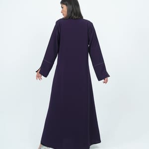 Elegant Embroidered Blazer Abaya - Purple