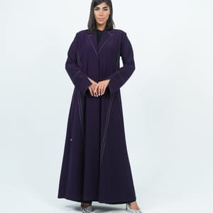 Elegant Embroidered Blazer Abaya - Purple