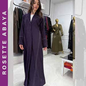 Elegant Embroidered Blazer Abaya - Purple