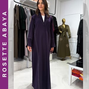 Elegant Embroidered Blazer Abaya - Purple