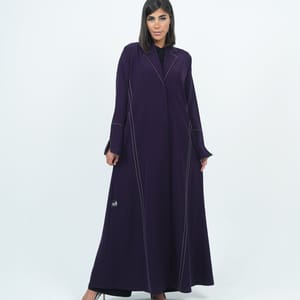 Elegant Embroidered Blazer Abaya - Purple
