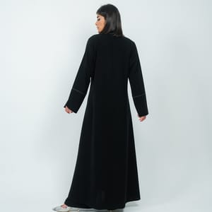 Elegant Embroidered Blazer Abaya - Black