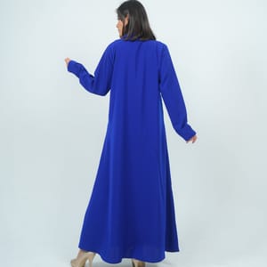 Elegant Blazer Style Abaya With Fantasy Embroidery Design - Blue