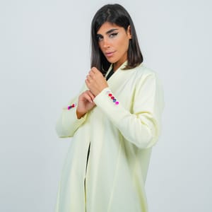 Yellow Abaya Featuring Button Coloring Style Rosette Abaya - Women's Abayas 2