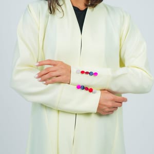 Yellow Abaya Featuring Button Coloring Style Rosette Abaya - Women's Abayas 3