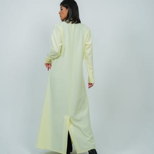 Yellow Abaya Featuring Button Coloring Style Rosette Abaya - Women's Abayas 4