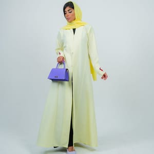 Yellow Abaya Featuring Button Coloring Style Rosette Abaya - Women's Abayas 5