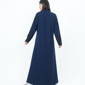 Stylish Dark Navy Abaya With Dantel Embellishments