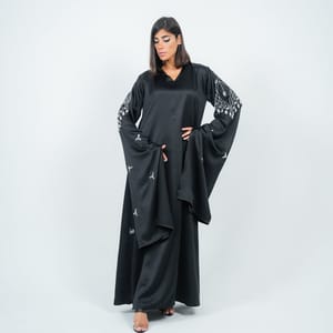 Black Dress With Long Embroidery Sleeves Design Black Dress With Long Embroidery Sleeves Design