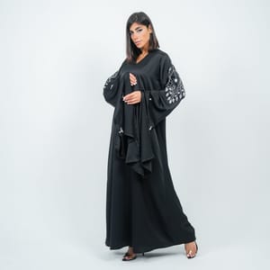 Black Dress With Long Embroidery Sleeves Design Black Dress With Long Embroidery Sleeves Design