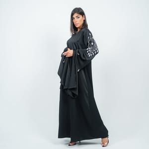 Black Dress With Long Embroidery Sleeves Design Black Dress With Long Embroidery Sleeves Design