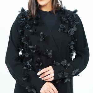 Stylish Embroidered Embellished Flowers Abaya With Design