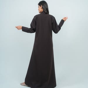 Embellishment Abaya With Embroidery Flowers Design - Brown Embellishment Abaya With Embroidery Flowers Design - Brown