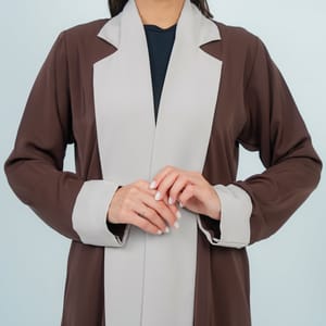 Abaya With Warm Brown Refined Beige Design Detailing