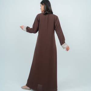 Abaya With Warm Brown Refined Beige Design Detailing
