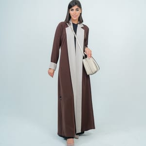 Abaya With Warm Brown Refined Beige Design Detailing