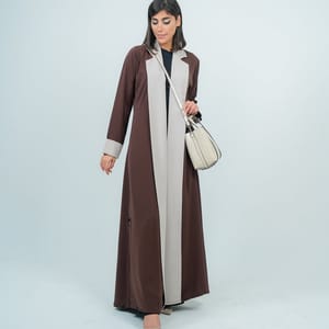 Abaya With Warm Brown Refined Beige Design Detailing