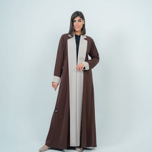 Abaya With Warm Brown Refined Beige Design Detailing