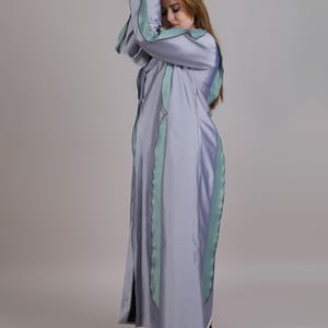 Grey Flare Style Taffeta Open Abaya