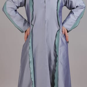 Grey Flare Style Taffeta Open Abaya