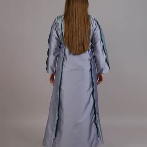 Grey Flare Style Taffeta Open Abaya