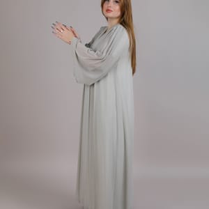 Grey Pleated Open Abaya Grey Pleated Open Abaya