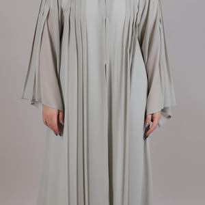 Grey Pleated Open Abaya Grey Pleated Open Abaya