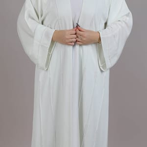 White Korean Nida Embroidered With Lining Abaya