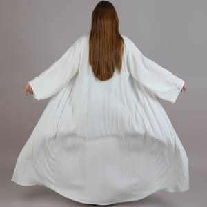 White Korean Nida Embroidered With Lining Abaya
