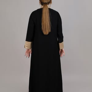 Black with Biege lapel Collar Abaya