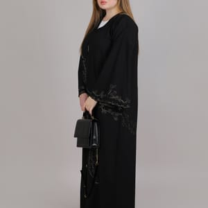 Black Crepe Designer Embroidered Abaya