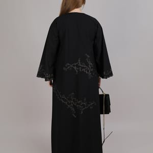 Black Crepe Designer Embroidered Abaya
